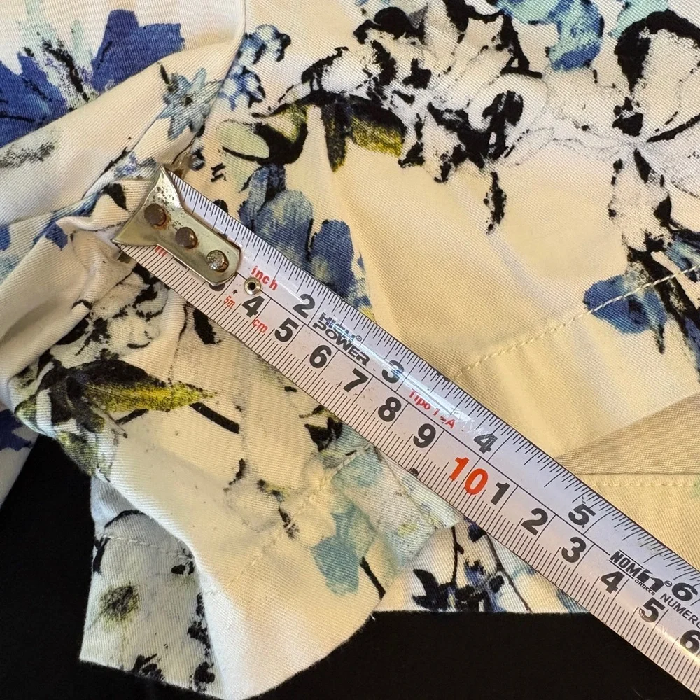 LOFT White Floral Print Shorts with Blue Accents - Picture 8 of 9